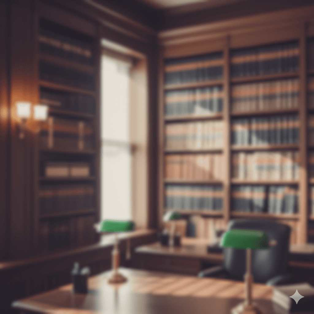 Traditional law office with legal books